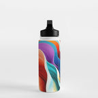 Colorful Abstract Flower in Red Pink Blue Green Yellow Water Bottle Gallery Image 3