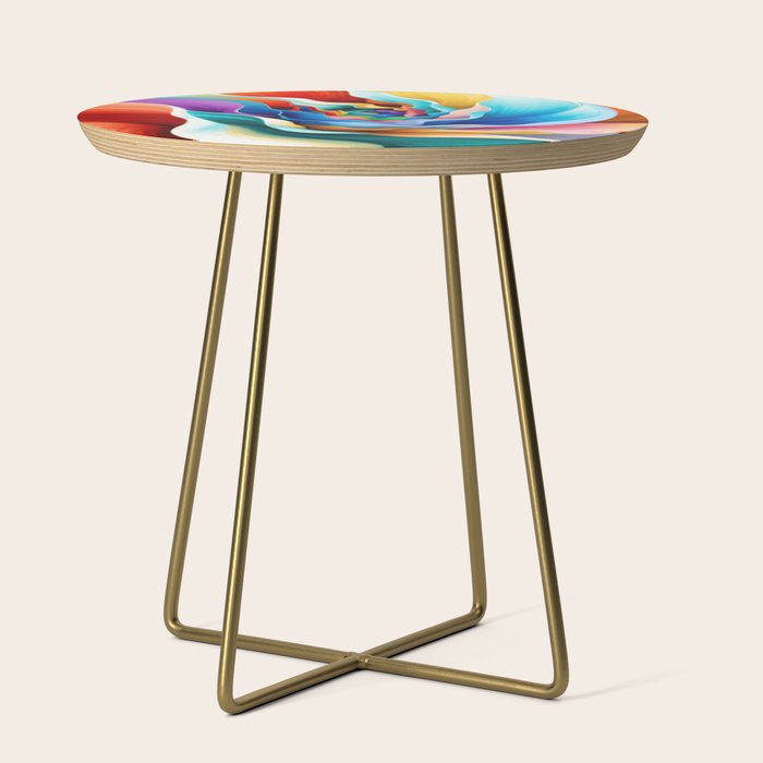 Colorful Abstract Flower in Red Pink Blue Green Yellow Side Table Gallery Image 1
