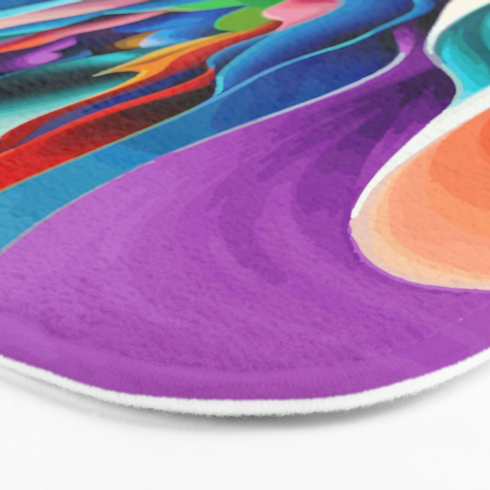 Colorful Abstract Flower in Red Pink Blue Green Yellow Bath Mat Gallery Image 3