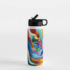 Colorful Abstract Flower in Red Pink Blue Green Yellow Water Bottle Gallery Image 1