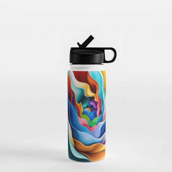 Colorful Abstract Flower in Red Pink Blue Green Yellow Water Bottle Gallery Image 1