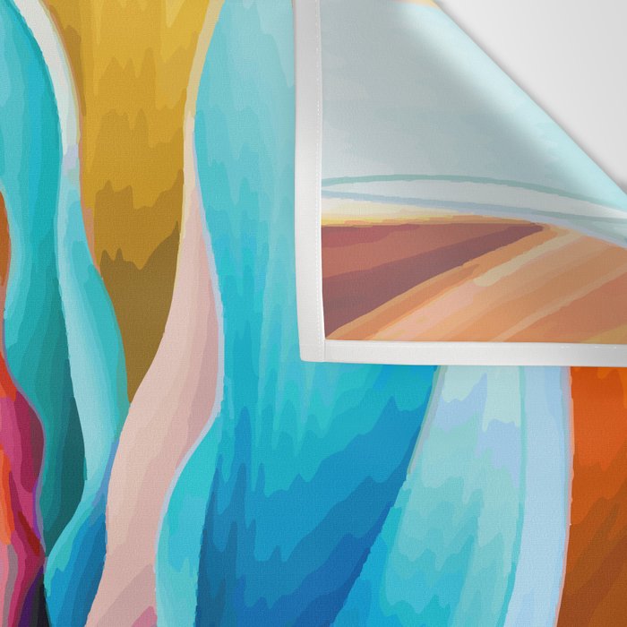 Colorful Abstract Flower in Red Pink Blue Green Yellow Wall Tapestry Gallery Image 3