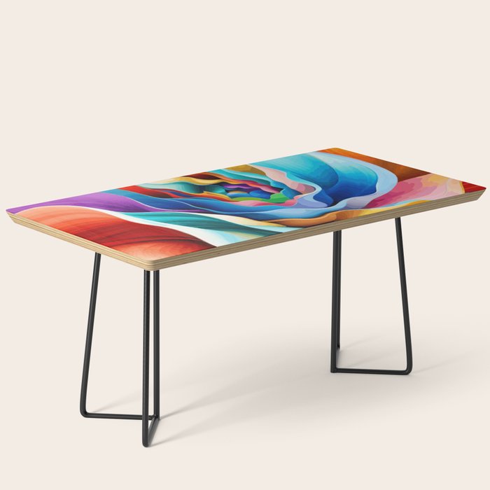 Colorful Abstract Flower in Red Pink Blue Green Yellow Coffee Table Gallery Image 1