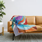Colorful Abstract Flower in Red Pink Blue Green Yellow Throw Blanket Gallery Image 1