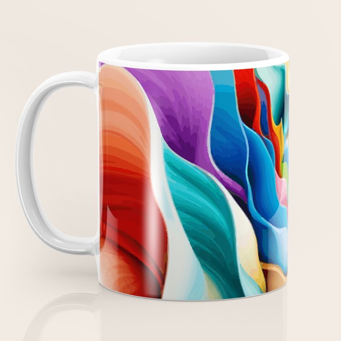 Colorful Abstract Flower in Red Pink Blue Green Yellow Coffee Mug Gallery Image 3