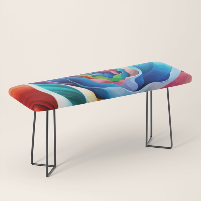 Colorful Abstract Flower in Red Pink Blue Green Yellow Bench Gallery Image 1