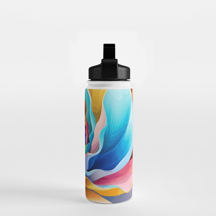 Colorful Abstract Flower in Red Pink Blue Green Yellow Water Bottle Gallery Image 2