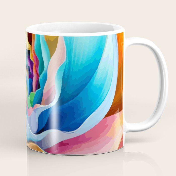 Colorful Abstract Flower in Red Pink Blue Green Yellow Coffee Mug Gallery Image 1