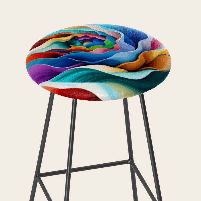 Colorful Abstract Flower in Red Pink Blue Green Yellow Stool Gallery Image 2