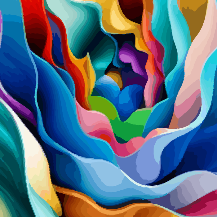 Colorful Abstract Flower in Red Pink Blue Green Yellow Coffee Mug Gallery Image 2