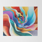 Colorful Abstract Flower in Red Pink Blue Green Yellow Throw Blanket Gallery Image 2