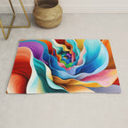 Colorful Abstract Flower in Red Pink Blue Green Yellow Rug Gallery Image 1