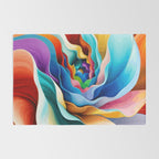 Colorful Abstract Flower in Red Pink Blue Green Yellow Rug Gallery Image 2