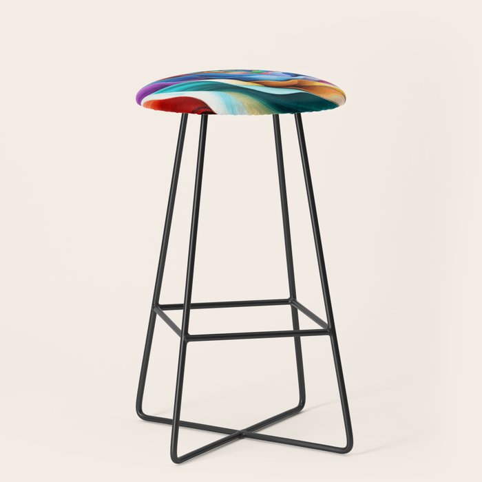 Colorful Abstract Flower in Red Pink Blue Green Yellow Stool Gallery Image 1