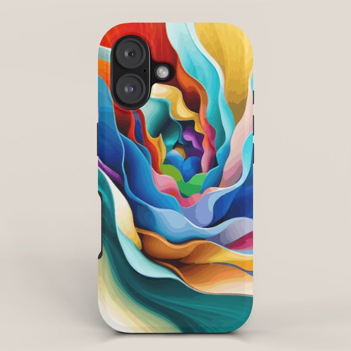 Colorful Abstract Flower in Red Pink Blue Green Yellow iPhone Case Gallery Image 1