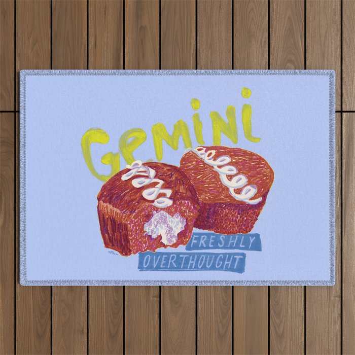 Gemini Twins in Lavender & Blue | Zodiac Series Outdoor Rug Gallery Image 1