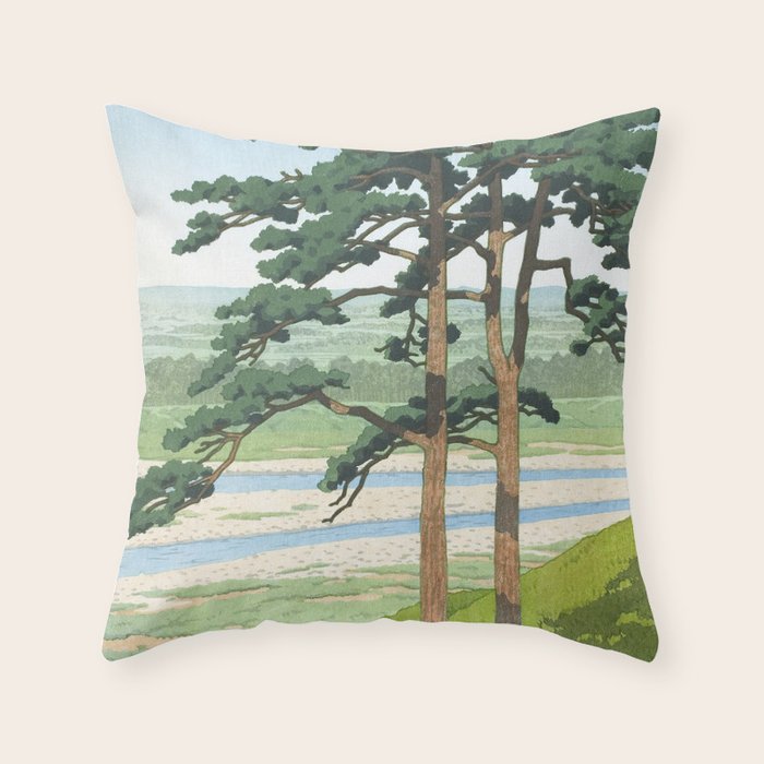 Hasui Kawase, Ruins Of Takiyama Castle, Tokyo - Vintage Japanese Woodblock Print Art Throw Pillow Gallery Image 6
