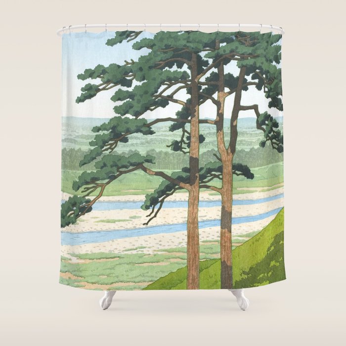 Hasui Kawase, Ruins Of Takiyama Castle, Tokyo - Vintage Japanese Woodblock Print Art Shower Curtain Gallery Image 1