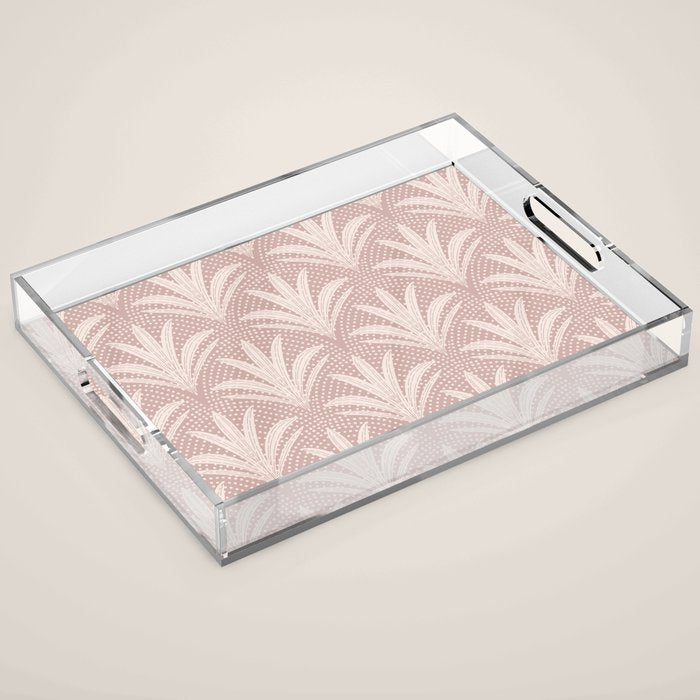 Boho Rustic Palm Radiance Mauve Acrylic Tray Gallery Image 1