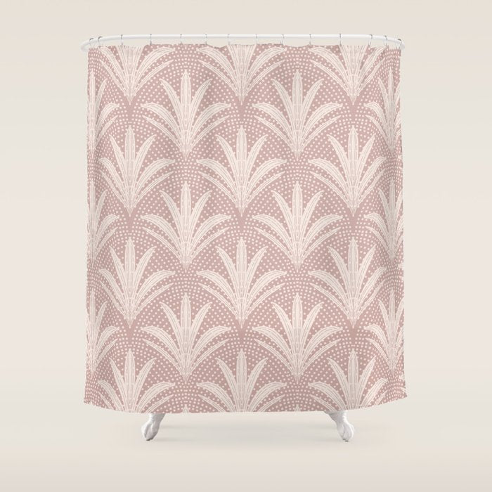 Boho Rustic Palm Radiance Mauve Shower Curtain Gallery Image 1
