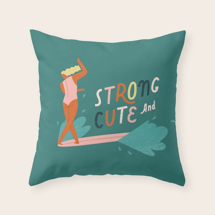 Strong and cute Throw Pillow Gallery Image 1