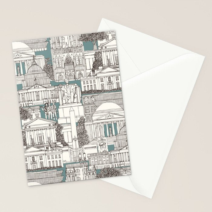 Washington DC toile juniper Stationery Card Gallery Image 2