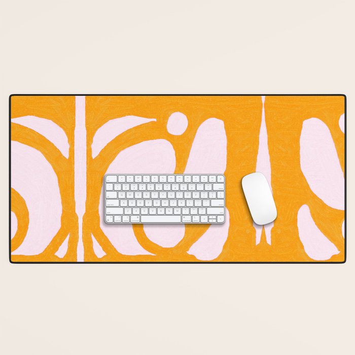 Abstract in Yellow and Cream Desk Mat Gallery Image 1
