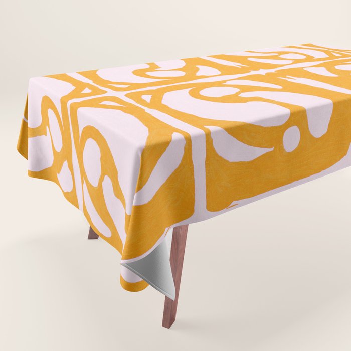 Abstract in Yellow and Cream Tablecloth Gallery Image 1