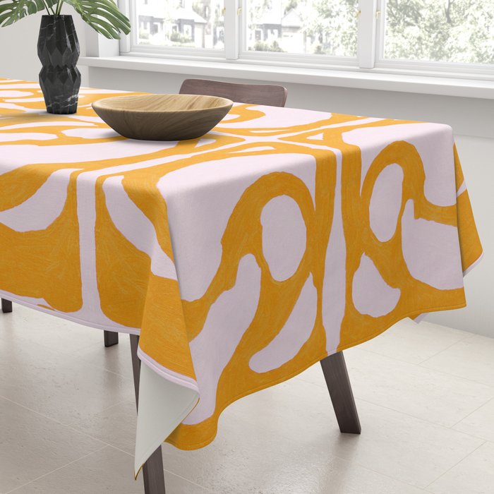 Abstract in Yellow and Cream Tablecloth Gallery Image 3