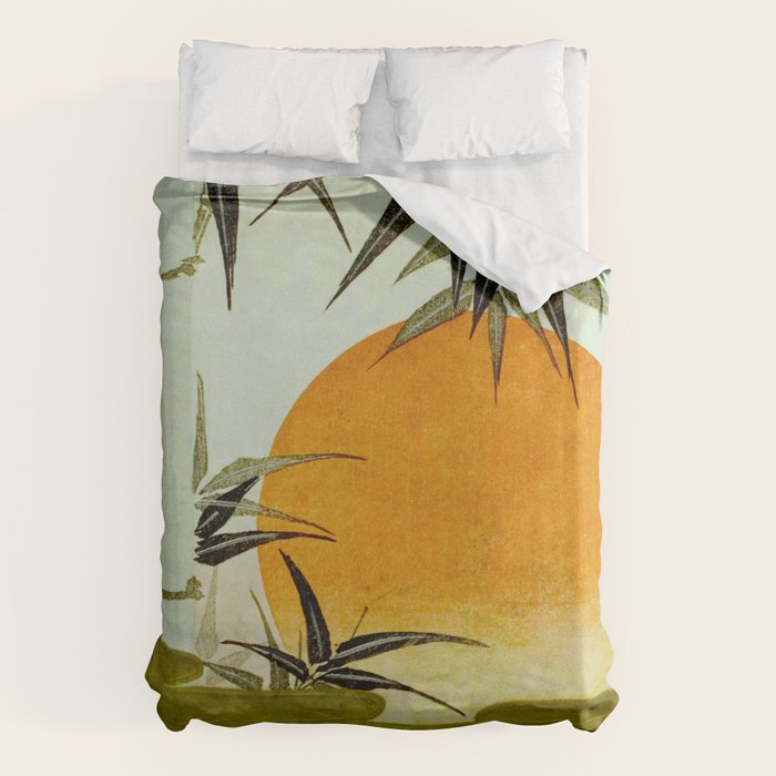 Bamboo and rising sun Date/ 1829 Artist/ Utagawa Kunimaru Japanese, 1793-1829 Vintage Japanese Woodblock Print East Asian Cultural Antique Art  Duvet Cover Gallery Image 6