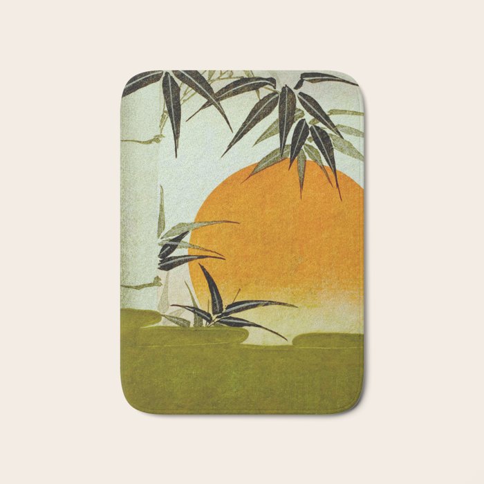 Bamboo and rising sun Date/ 1829 Artist/ Utagawa Kunimaru Japanese, 1793-1829 Vintage Japanese Woodblock Print East Asian Cultural Antique Art  Bath Mat Gallery Image 1