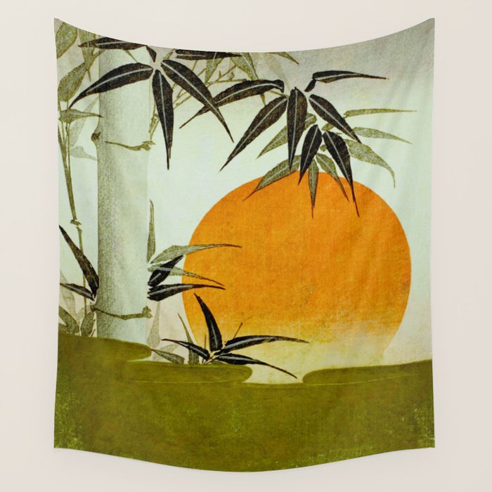 Bamboo and rising sun Date/ 1829 Artist/ Utagawa Kunimaru Japanese, 1793-1829 Vintage Japanese Woodblock Print East Asian Cultural Antique Art  Wall Tapestry Gallery Image 4