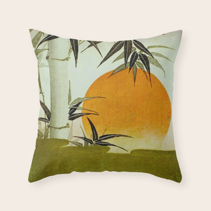Bamboo and rising sun Date/ 1829 Artist/ Utagawa Kunimaru Japanese, 1793-1829 Vintage Japanese Woodblock Print East Asian Cultural Antique Art  Throw Pillow Gallery Image 6