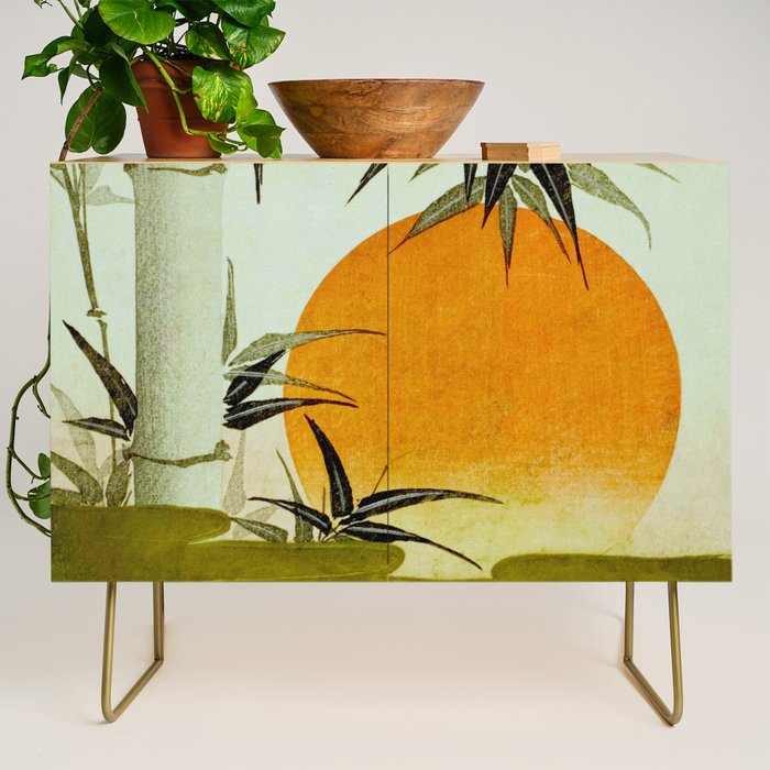 Bamboo and rising sun Date/ 1829 Artist/ Utagawa Kunimaru Japanese, 1793-1829 Vintage Japanese Woodblock Print East Asian Cultural Antique Art  Credenza Gallery Image 1