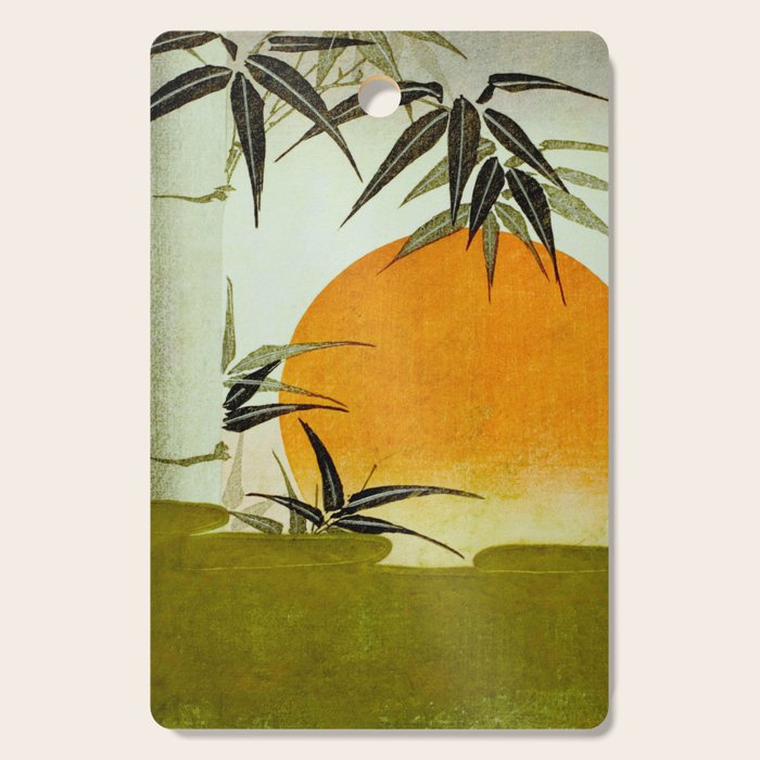 Bamboo and rising sun Date/ 1829 Artist/ Utagawa Kunimaru Japanese, 1793-1829 Vintage Japanese Woodblock Print East Asian Cultural Antique Art  Cutting Board Gallery Image 1