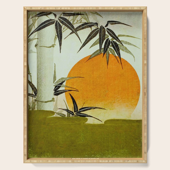 Bamboo and rising sun Date/ 1829 Artist/ Utagawa Kunimaru Japanese, 1793-1829 Vintage Japanese Woodblock Print East Asian Cultural Antique Art  Serving Tray Gallery Image 1