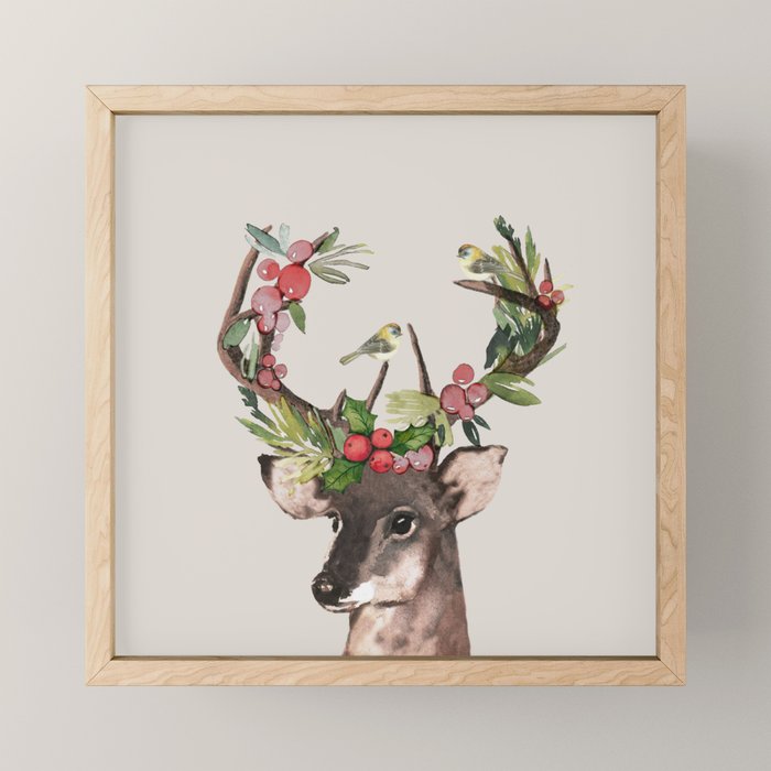 Christmas Deer Mini Art Print Gallery Image 1