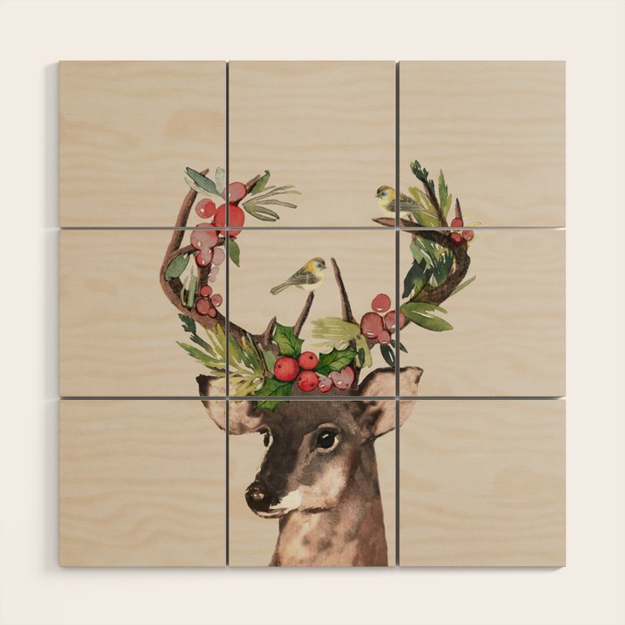 Christmas Deer Wood Wall Art Gallery Image 1