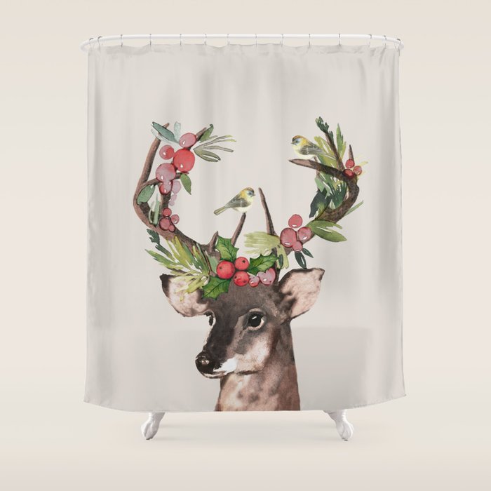 Christmas Deer Shower Curtain Gallery Image 1