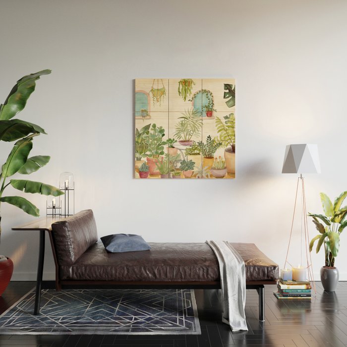 plant lady Wood Wall Art Gallery Image 2