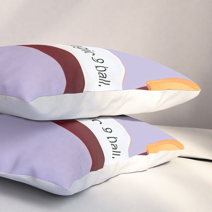 Fortune Cookie & Magic 8 Ball, Funny Cute Typography Illustration, Chinese Food Humor Joke, Fortune-Teller Predict Prophecy Note Violet  Pillow Sham Gallery Image 3