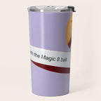Fortune Cookie & Magic 8 Ball, Funny Cute Typography Illustration, Chinese Food Humor Joke, Fortune-Teller Predict Prophecy Note Violet  Travel Mug Gallery Image 2