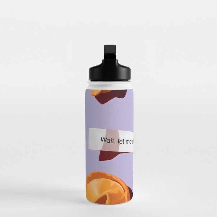 Fortune Cookie & Magic 8 Ball, Funny Cute Typography Illustration, Chinese Food Humor Joke, Fortune-Teller Predict Prophecy Note Violet  Water Bottle Gallery Image 3