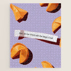 Fortune Cookie & Magic 8 Ball, Funny Cute Typography Illustration, Chinese Food Humor Joke, Fortune-Teller Predict Prophecy Note Violet  Jigsaw Puzzle Gallery Image 1