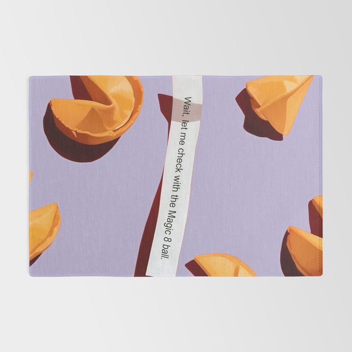 Fortune Cookie & Magic 8 Ball, Funny Cute Typography Illustration, Chinese Food Humor Joke, Fortune-Teller Predict Prophecy Note Violet  Rug Gallery Image 2