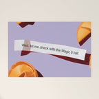 Fortune Cookie & Magic 8 Ball, Funny Cute Typography Illustration, Chinese Food Humor Joke, Fortune-Teller Predict Prophecy Note Violet  Welcome Mat Gallery Image 1