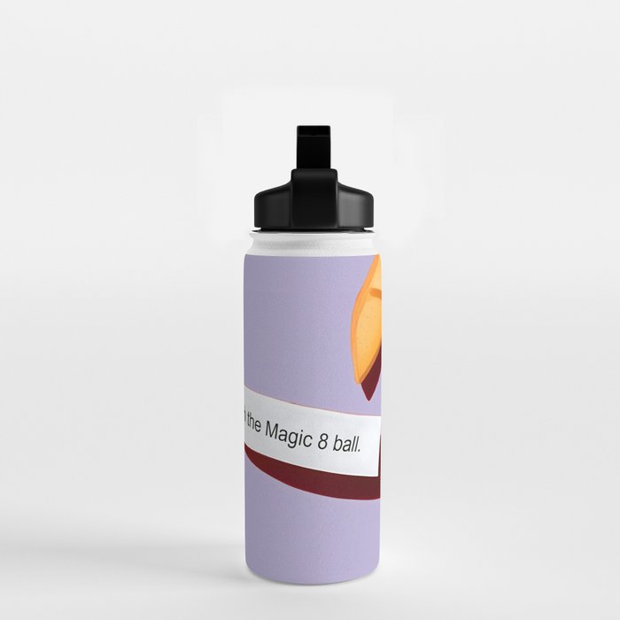 Fortune Cookie & Magic 8 Ball, Funny Cute Typography Illustration, Chinese Food Humor Joke, Fortune-Teller Predict Prophecy Note Violet  Water Bottle Gallery Image 2