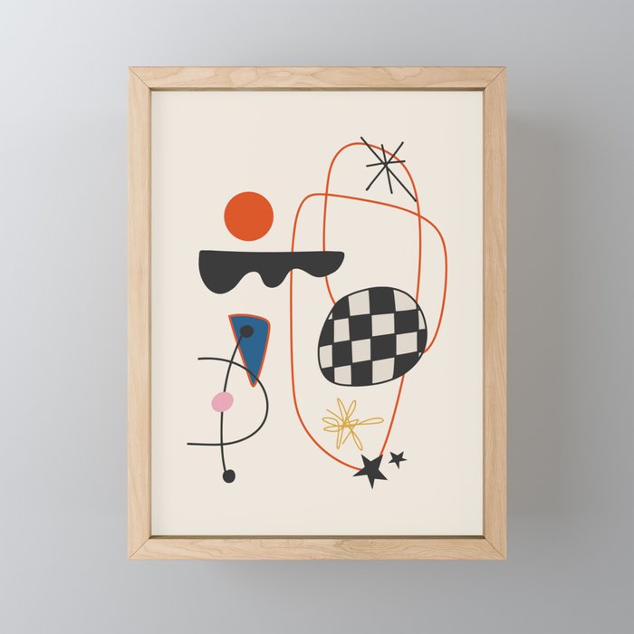 Abstract Eclectic Colorful Joan Mirò Inspired 2 Mini Art Print Gallery Image 1