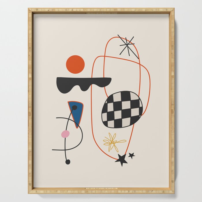 Abstract Eclectic Colorful Joan Mirò Inspired 2 Serving Tray Gallery Image 1