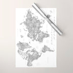 We travel not to escape life grayscale world map Wrapping Paper Gallery Image 1